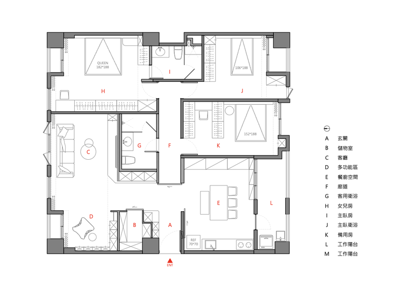 Floor Plan with Space Annotations